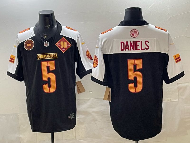 Men 2026 Washington Commanders #5 Daniels Black 3th generations Nike Limited NFL Jersey style 02